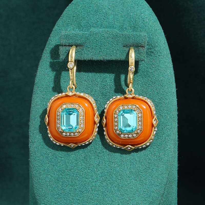 Vintage Fashion Jewelry Brands - Винтажные квадратные серьги-подвески из синего хрусталя