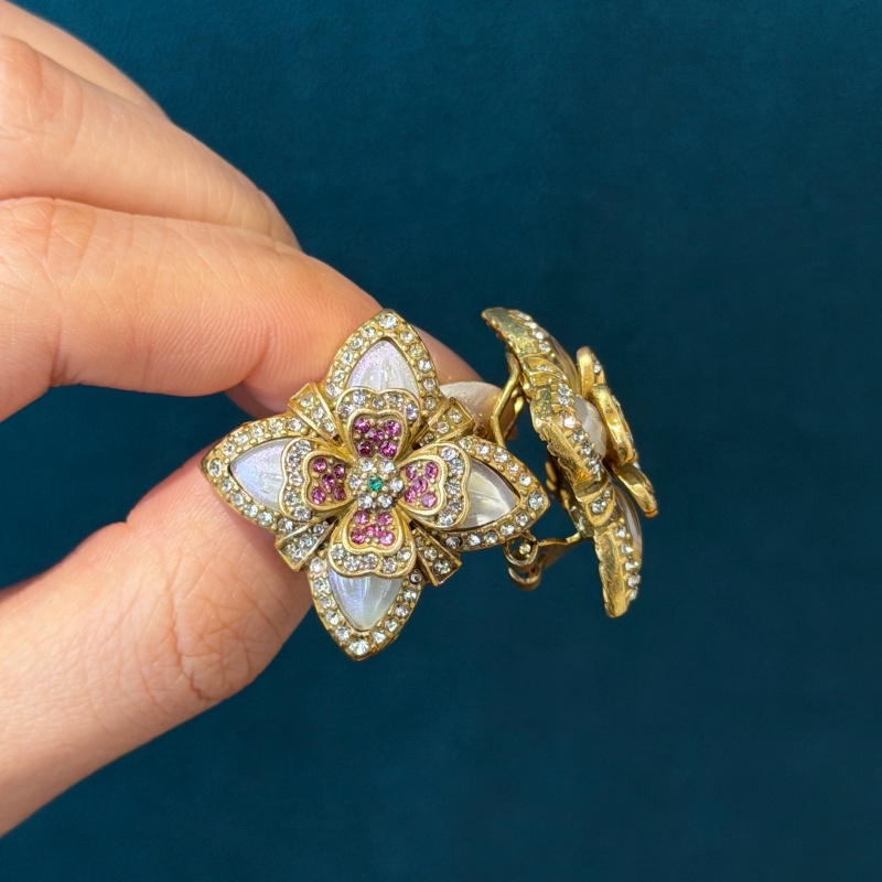 Vintage Fashion Jewelry Brands - Винтажные красочные серьги с четырехлистным клевером